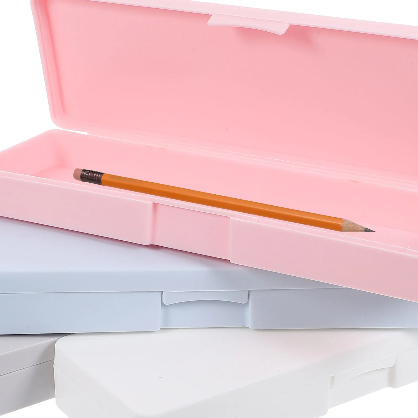 

4Pcs Pencil Box Plastic Pen Container Portable Organizer Durable Lightweight Storage for Supplies Pencil Box Pen Carrying Case