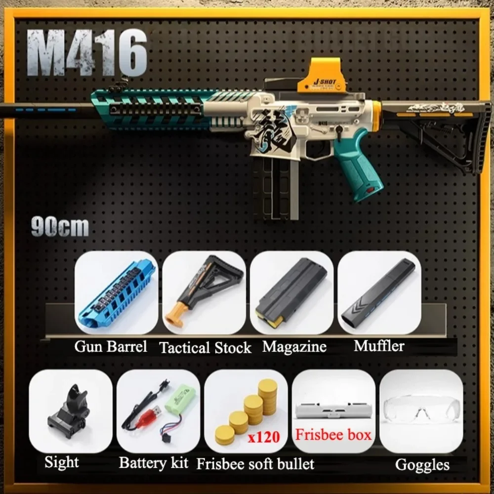Pistolet jouet M416, fusil de Sniper automatique, balles souples avec 120 fléchettes, jeux de tir en plein air, jouet cadeau de noël pour enfants