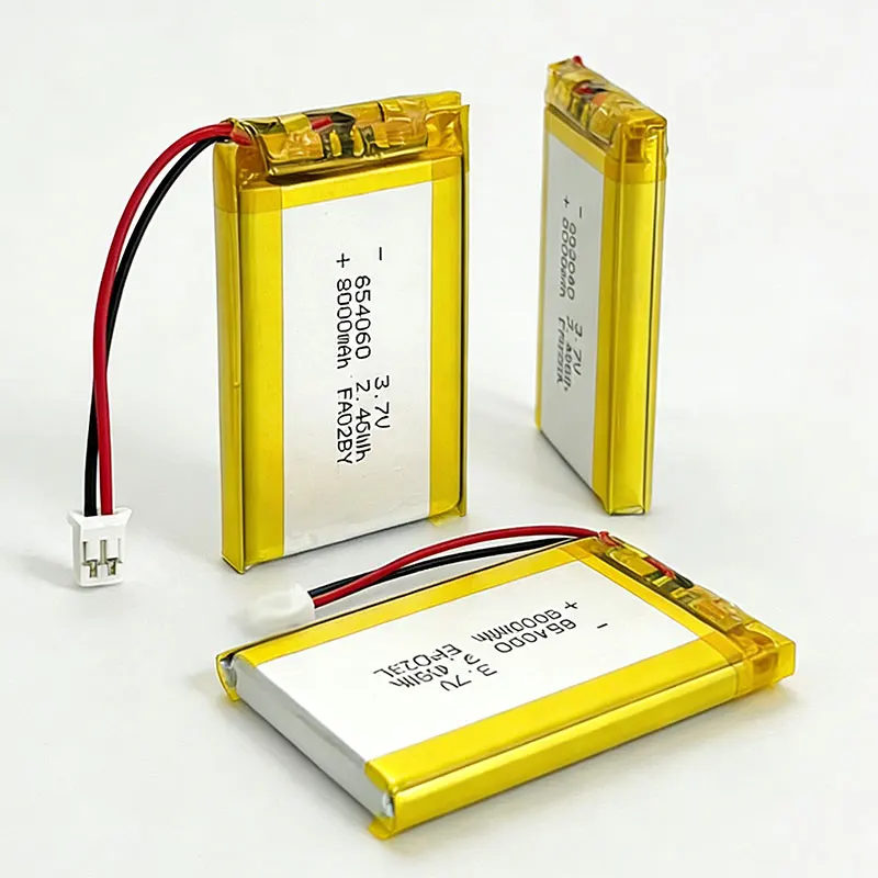 3.7V 2000mAh Battery 654060 LiPo Li-Polymer Rechargeable Li-ion Batteries for Heating Gloves Hand Warmer Purifier Fill Light GPS