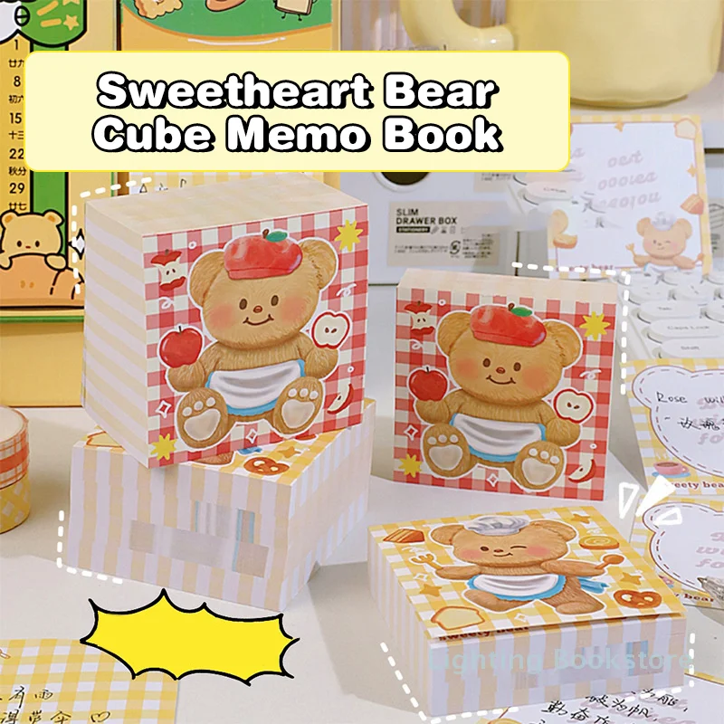 200/400Sheets Cartoon Cute Bear Message Notes Paper Kawaii Weekly Planner Notepad Mini Portable Notebooks Office Supplies