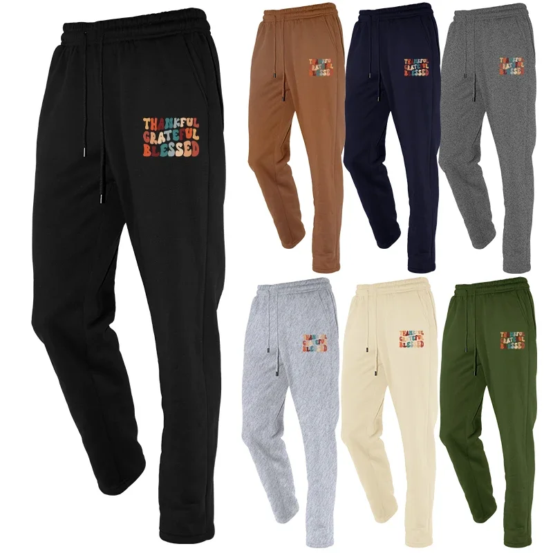 

Printed Fleece Men's Autumn Winter Sports Drawstring Jogging Fashion Casual Sweatpants Trousers