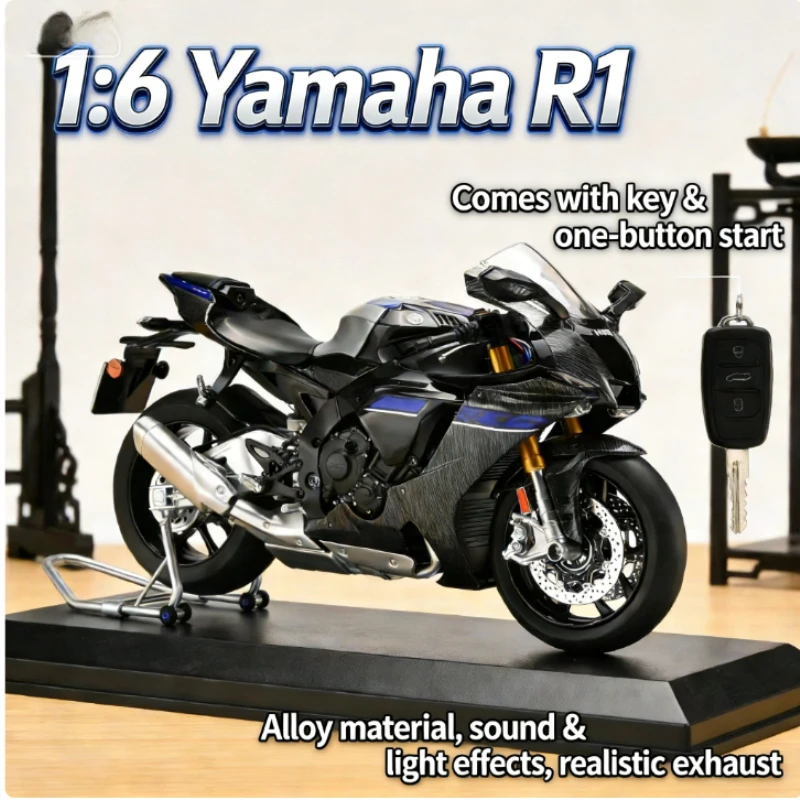 

Спрей 1:6 для YAMAHA R1M, литая под давлением модель мотоцикла из сплава металла, настольный дисплей, коллекционный орнамент, праздничный подарок для мальчиков 11