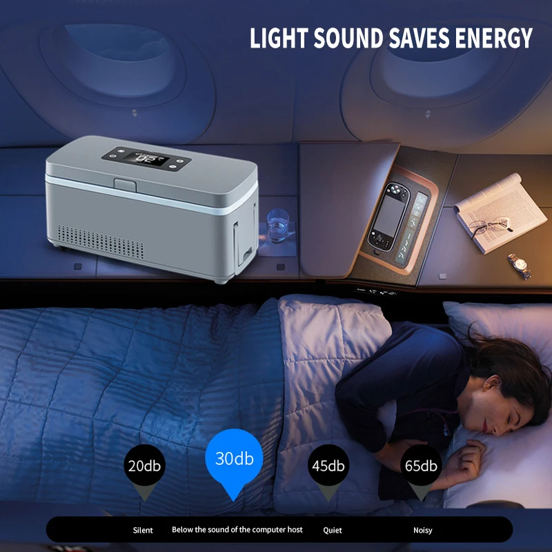 385ml Grey LED Display Car  Refrigerator Electric/Battery Powered Mini Insulin Cooler Case for Household & Outdoor Use