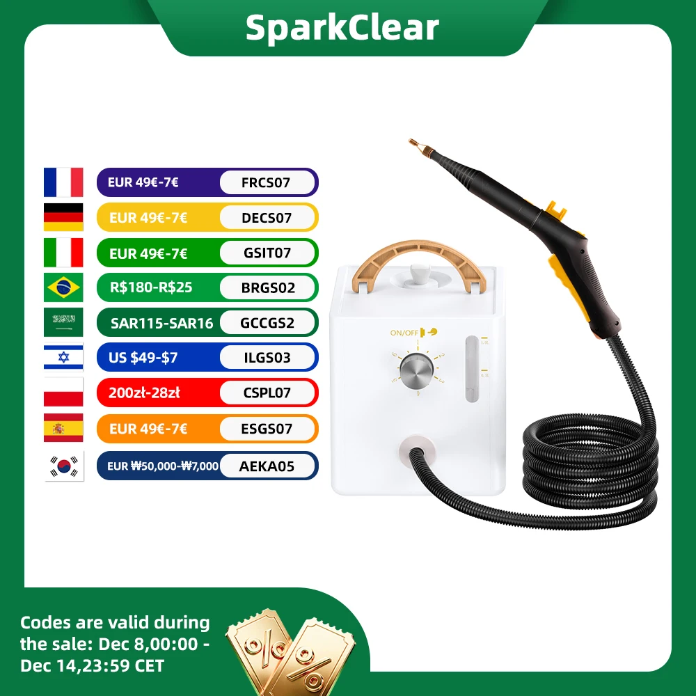 منظف بالبخار بدرجة حرارة عالية وضغط 2600 وات، 1000 مل، خزان مياه كبير 6 - آلة تنظيف بالبخار بالضغط القابل للتعديل