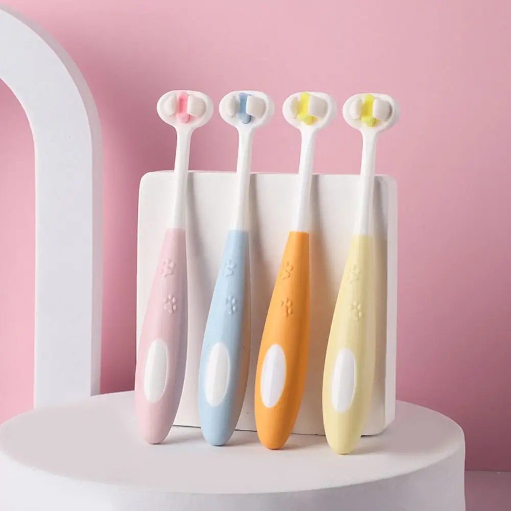 Cartoon Triple Sided Toothbrush Soft Bristles Oral Cleaning Children Toothbrush Durable Reusable V-shaped Three-sided Toothbrush