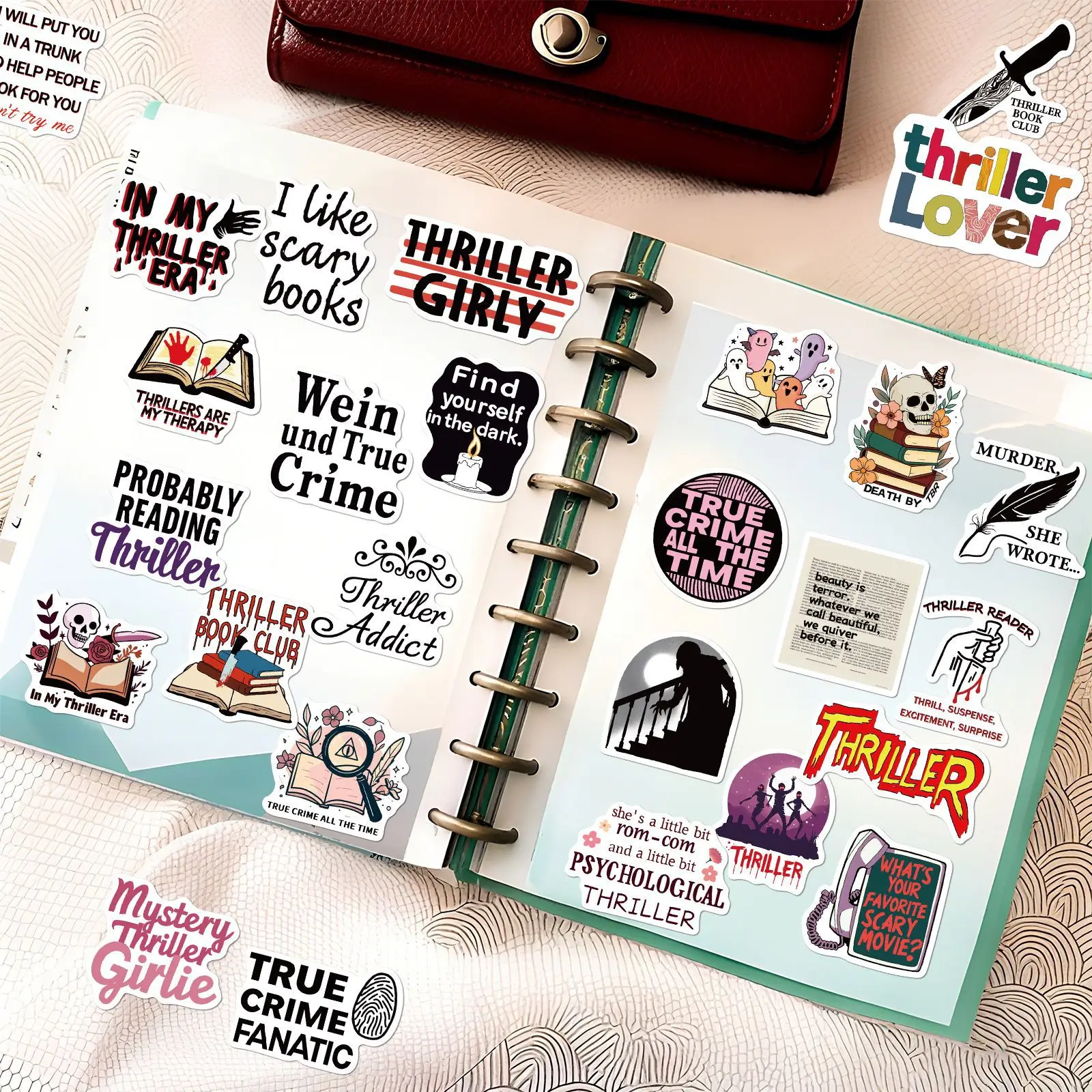 50 قطعة ملصقات كتاب الإثارة كتب الرعب ملصقات صناعة يدوية سكرابوكينغ الهاتف الأمتعة سكيت الشارات مقاوم للماء