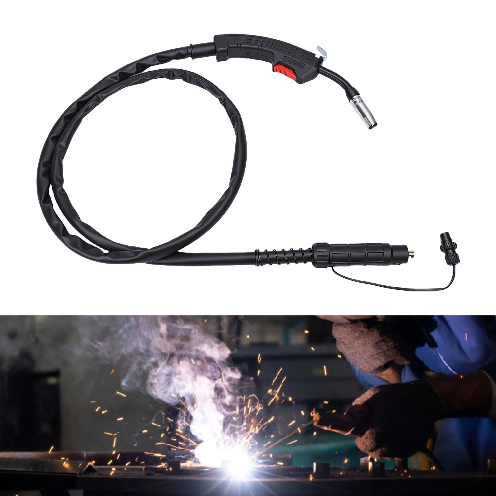 MIG Welding Gun Replacement MIG Welding Gun Support for MIG130 2m L 160A~200A Torch Stinger Replacement for 0.8~1.2mm Wires