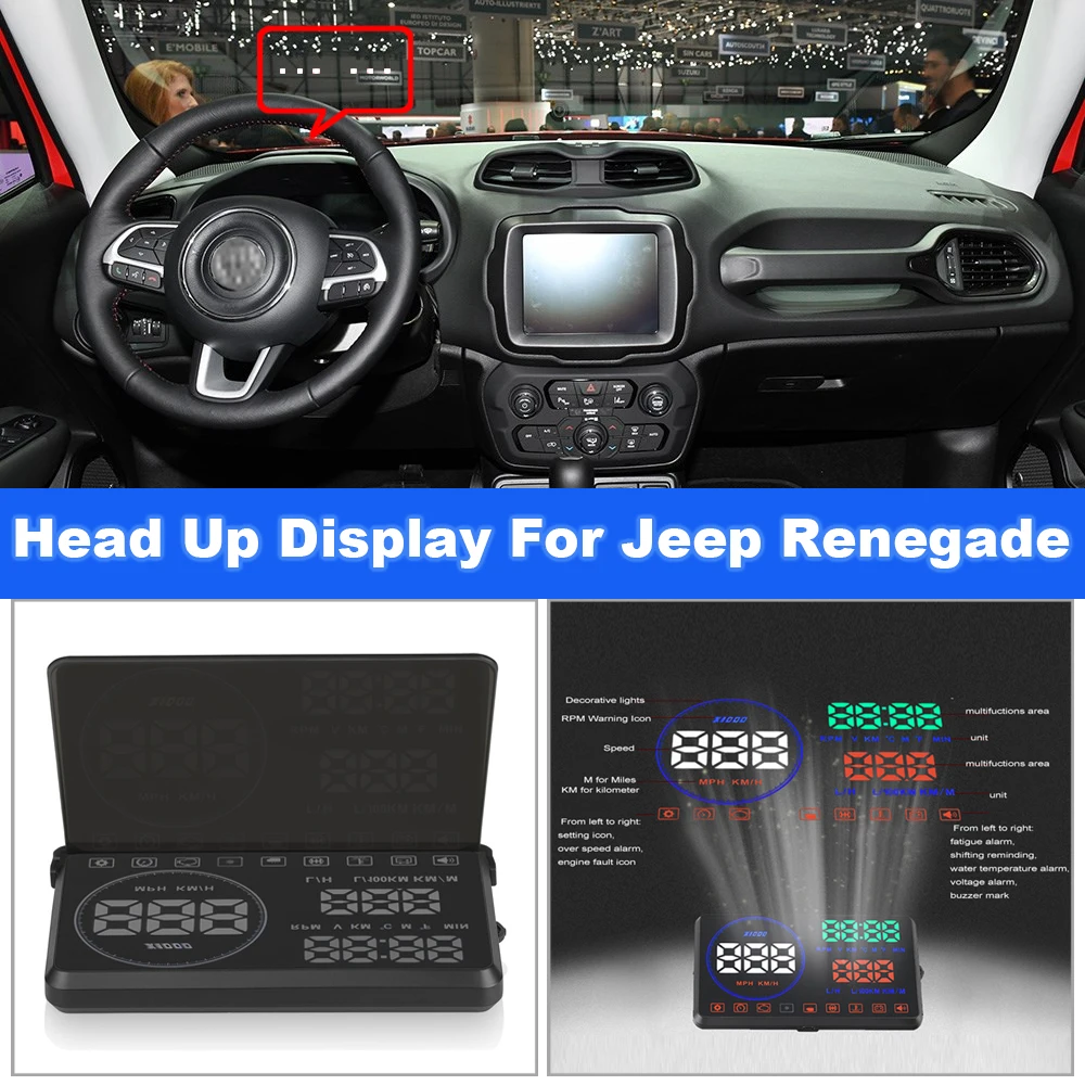 

For Jeep Renegade BU 2014-2020 2021 Car Electronic Accessories Head Up Display HUD Auto Professional Windshield Projector Alarm