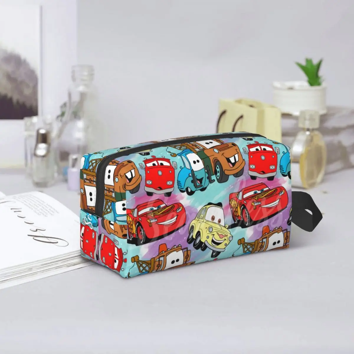 Custom Lightning McQueen Cars Collage Cosmetic Bag Women Fashion Big Capacity Makeup Case Beauty Storage Toiletry Bags