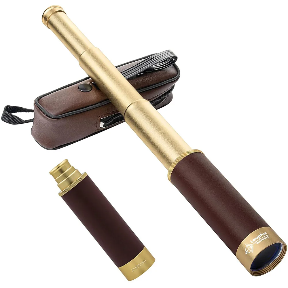 Retro Pirate Telescope Zoomable 25x30 Pocket Monocular Portable Collapsible BAK4 Lens Captain Jack's Spyglass Handheld Telescope