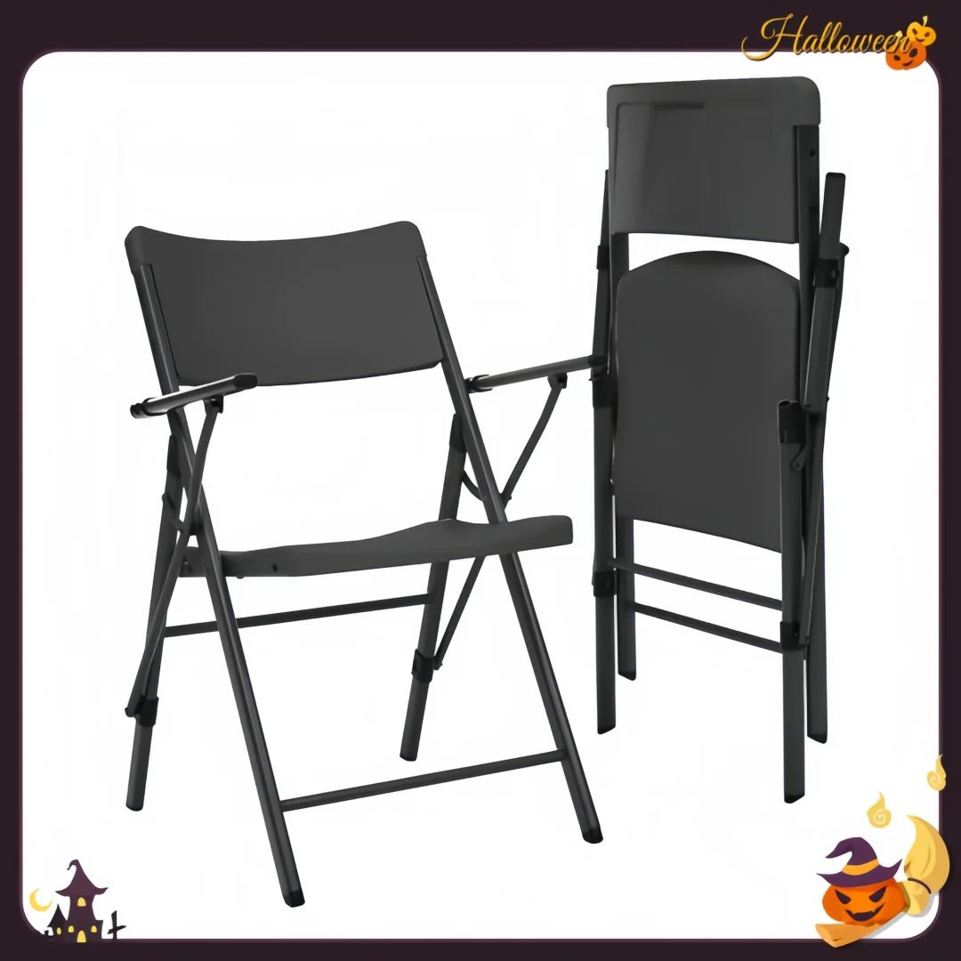 

Heavy Duty Plastic Folding Chairs 2 Pack, Black Stackable Event Chairs with Arms for Church/Wedding