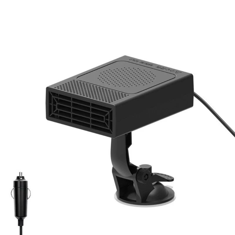 12V 24V Car Heater and Windshield Defogger with 200W Warm Air, Fan Mode, Manual Controls, and Corded Vehicle Outlet Power D7YA
