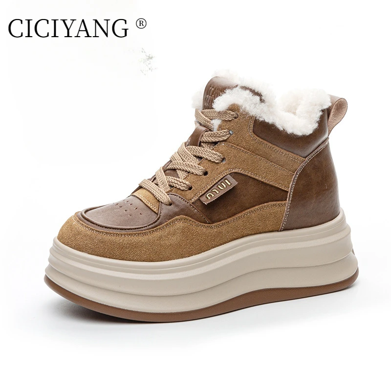 

CICIYANG повседневные спортивные зимние ботинки, женские зимние ботинки из натуральной кожи, новинка 209, зимние теплые женские ботильоны на платформе, кроссовки