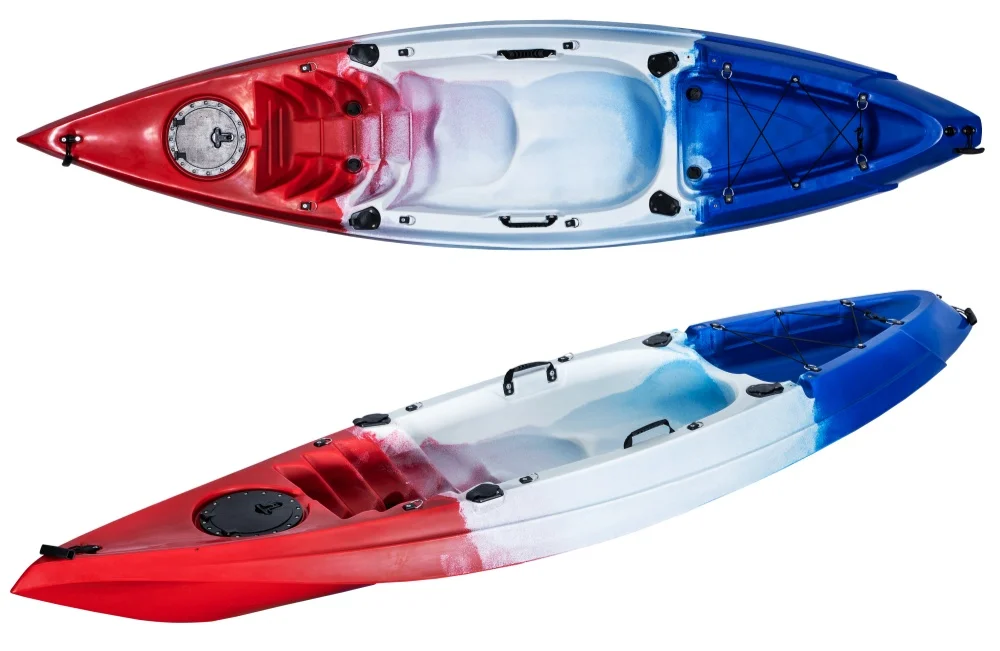 قارب صيد كاياك لشخصين بطول 10 أقدام، قارب تجديف بلاستيكي LLDPE بطول 3.1 متر مع مجداف لبحيرة النهر والترفيه العائلي في الهواء الطلق