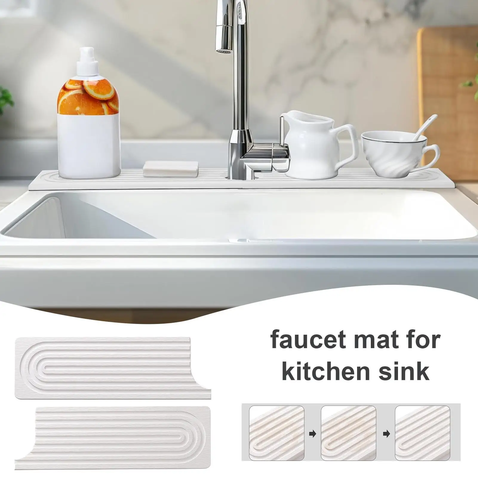 Circular Groove Faucet Pad Kitchen Sink Drying Pad Absorbent Faucet Mat Diatomite Sink Protector Splash Guard Stone Drip Catcher