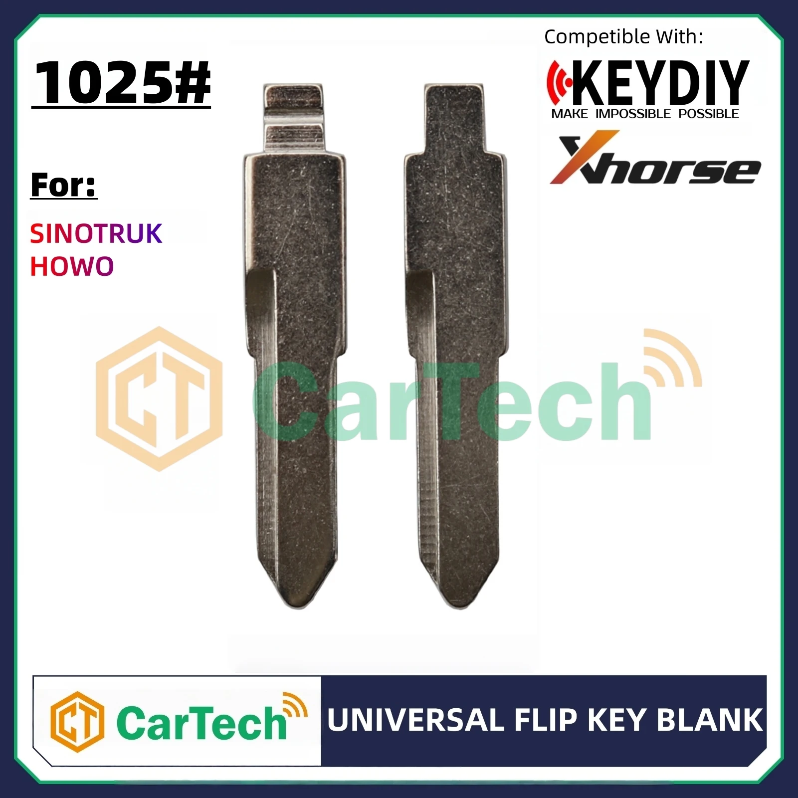 Cartech  1025# Uncut Flip Blank Key Blade for KEYDIY KD XHORSE VVDI Universal Remote Fit SINOTRUK HOWO Heavy Duty Truck Lorry