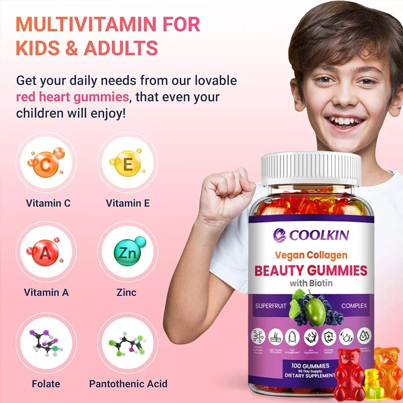 Collagen Gummies - with Biotin Vitamins for Healthy Hair, Skin and Nails