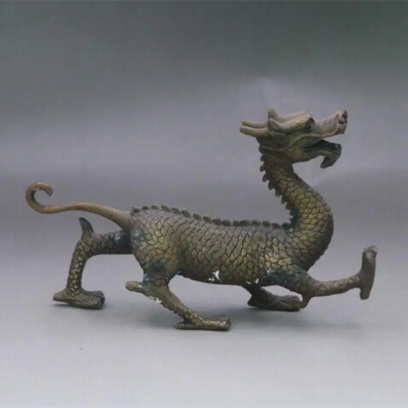 

Chinese Feng Shui Old Bronze Hand Carved Dragon Statue Incense Stick Ornament