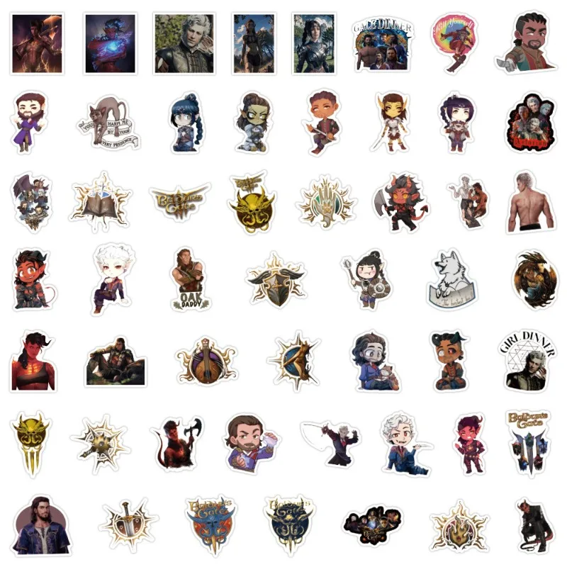 50pcs Baldur's Gate 3 Game Stickers Luggage Water Cup Stationery Car Cell Phone Scooter Computer Refrigerator Decoration