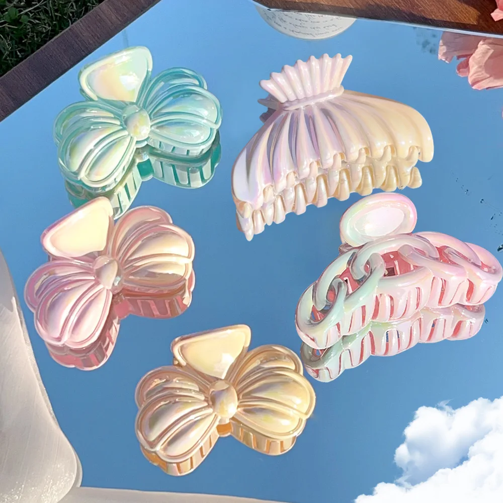 Pinza para el pelo de cola de pez Candy, pinza para el pelo con lazo, horquilla, pinza de tiburón, accesorio para el cabello de media altura en la parte posterior de la cabeza