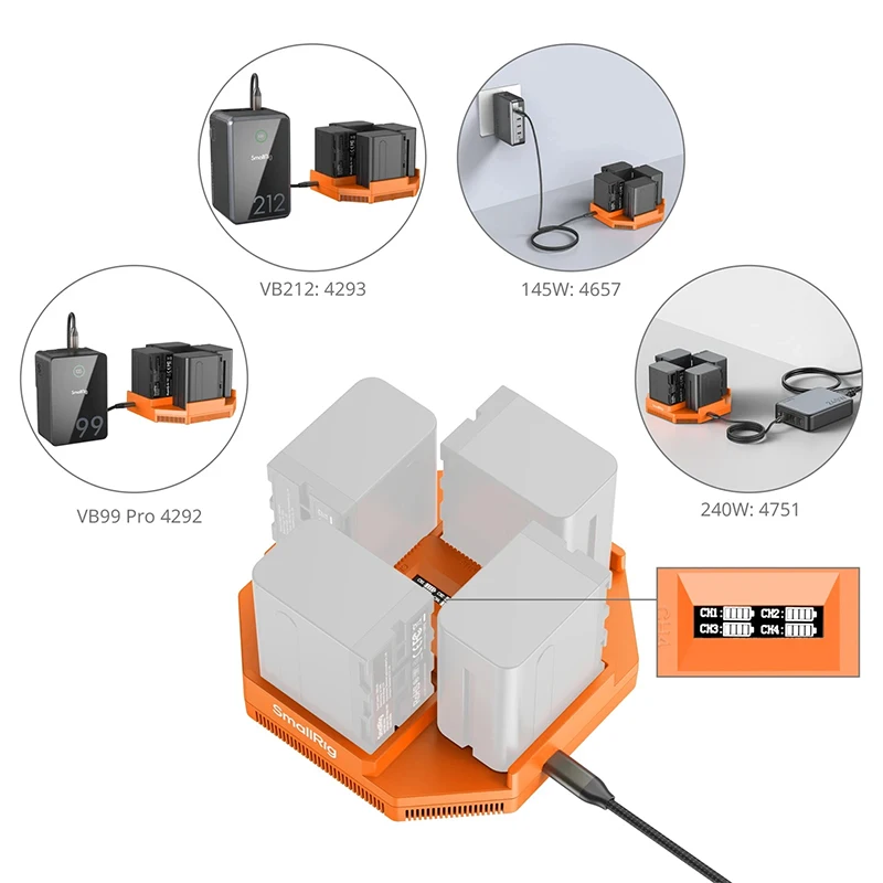 SmallRig NP-F 4-Channel Camera Battery Charger For NP-F550 NP-F570 NP-F750 NP-F970 Series Camera Battery 4837