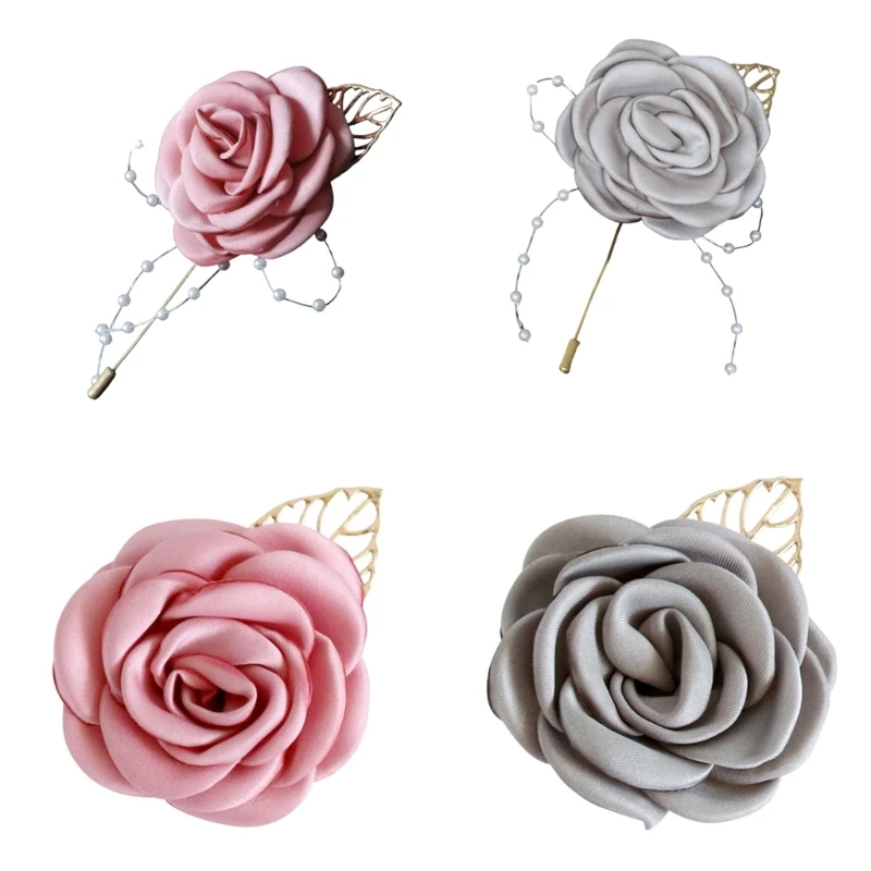 

6Pcs Florals Lapel Pin for Wedding Couple Handmade Boutonniere Jewelry for Party Stylish Grooms and Bride Drop shipping