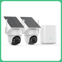 3MP Solar Battery Camera System 2 Cam Kit Wireless 360° PTZ Surveillance Wifi Camera Set Include Home Base Support Alex