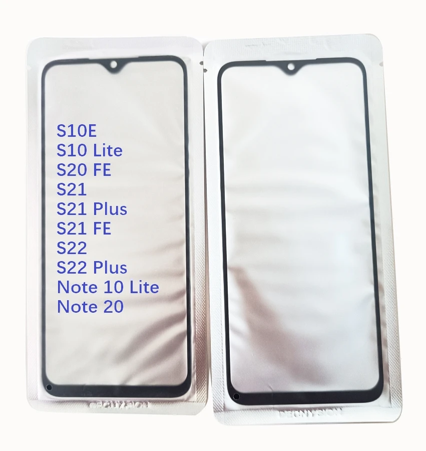 1Pcs For Samsung Galaxy S20 FE S21 Plus S22 A03 Core A03s A13 A23 A33 A53 A73 S10E LCD Front Touch Screen Lens Glass + OCA Glue
