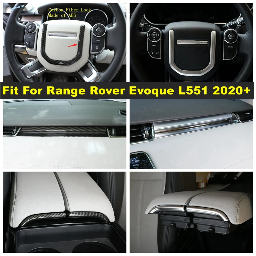 Steering Wheel Gear Shift / Armrest Storage Strip Cover Trim Fit For Range Rover Evoque L551 2020 - 2023 Carbon Fiber Accessory