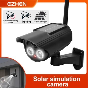 Outdoor Bewegingssensor Zonne-verlichting Dummy Decoy Fake Camera Waterdichte Automatische Rotatie Fake CCTV Monitoring Voor Veranda Tuin