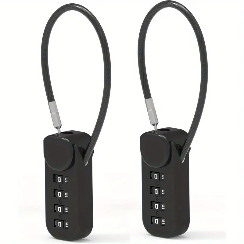 Portable 4 Digit Password Lock Wire Rope Anti-Theft Backpack Zipper Lock Padlock Luggage Combination Lock Travel Luggage Lock