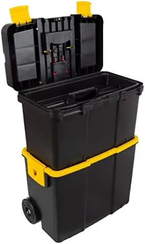 

Stalwart Portable Tool Box with Wheels – Stackable 2-in-1 Chest with Removable Trays & Fold-Down Handles