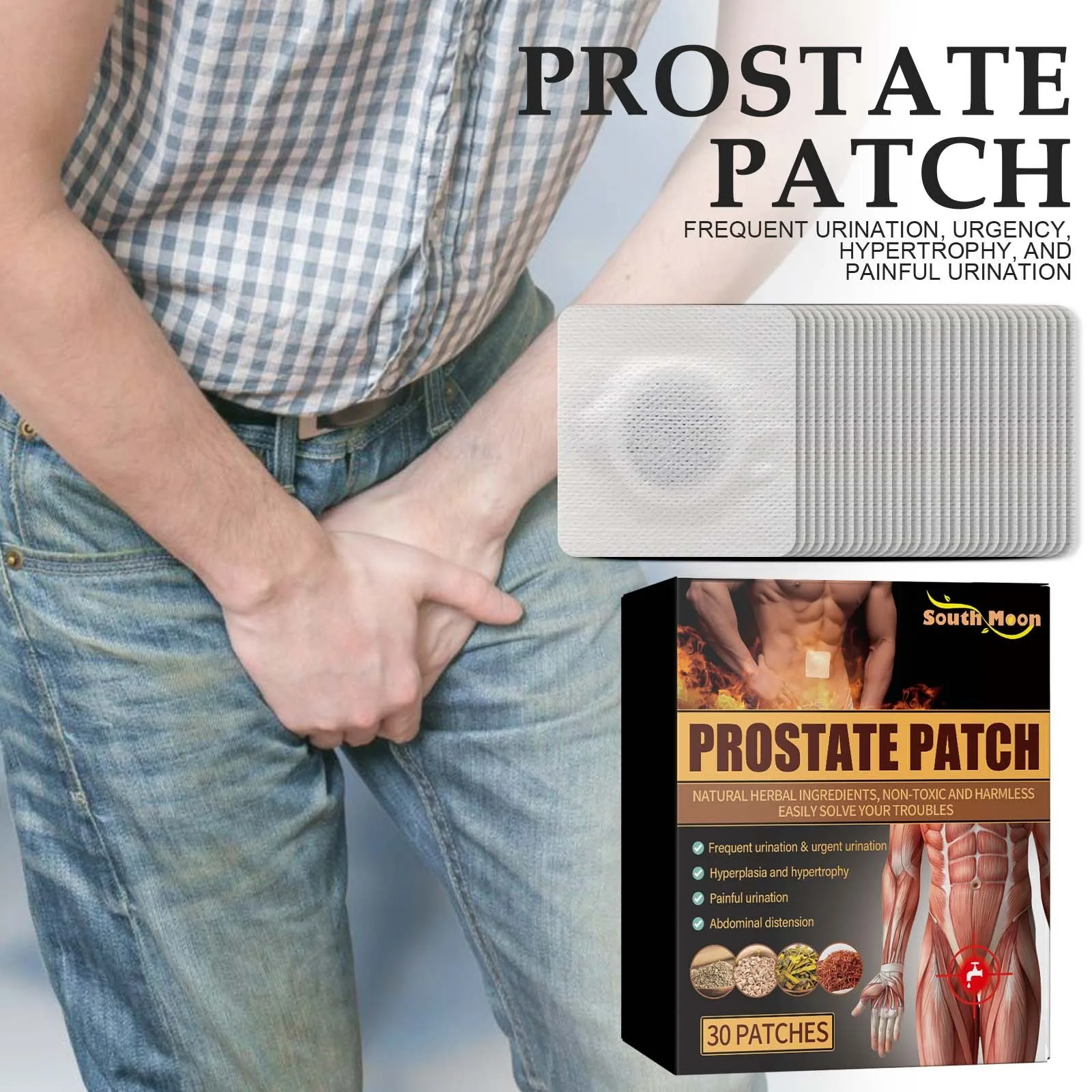 Prostate Massage Patch Relieves Discomfort Mild Promote Blood Circulation Herbal Treats Improves Problems Body Care Gift