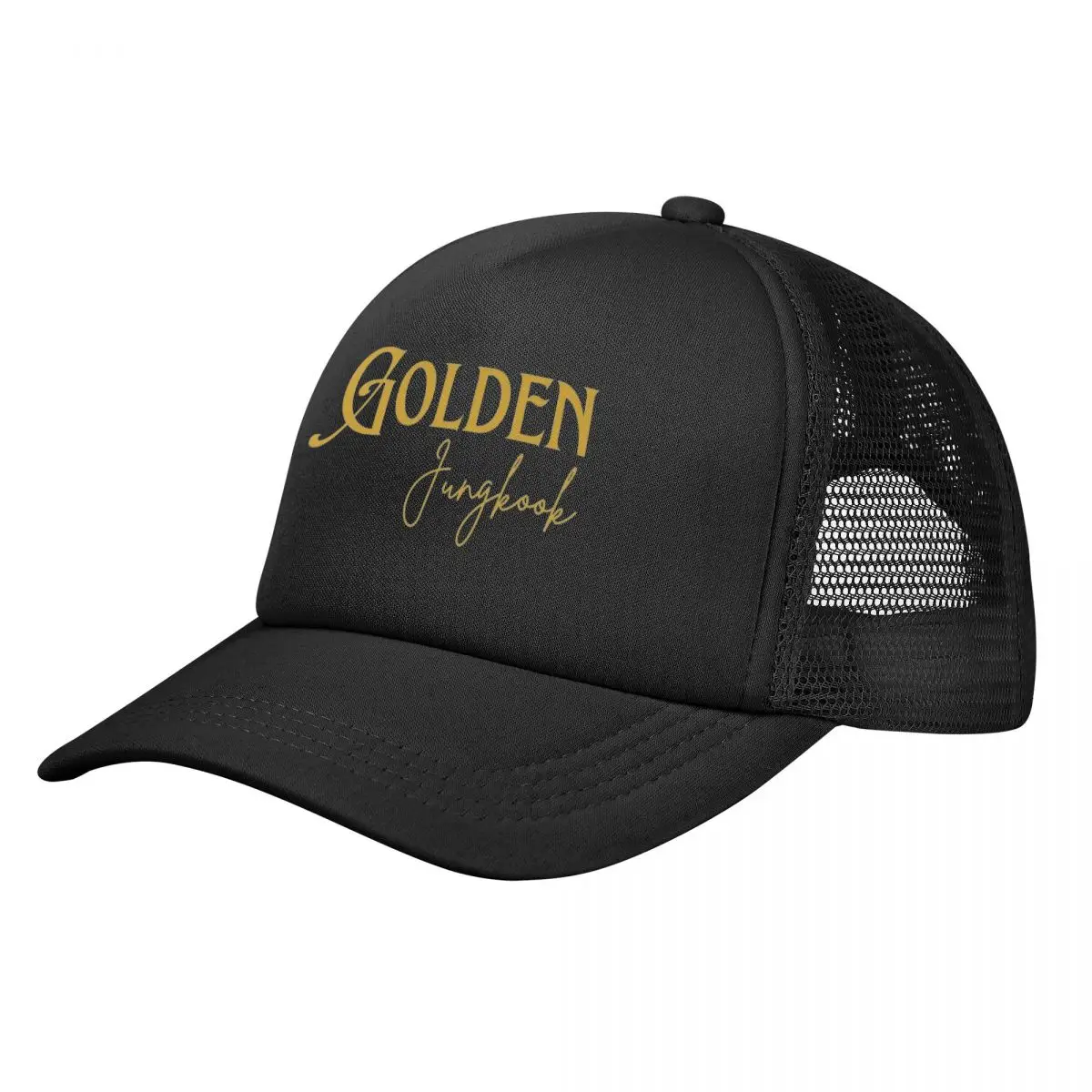 Men Women Jungkooks Golden Trucker Hat curved Mesh Baseball Cap Polyester Dad Hat Trucker Hat Adjustable Trucker Cap Summer