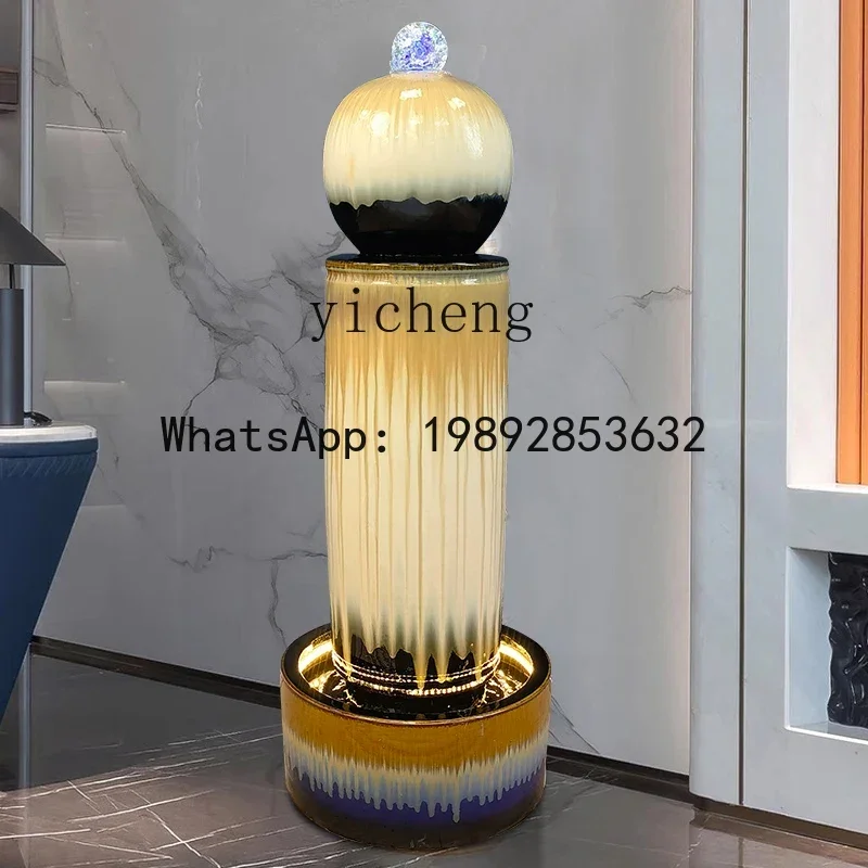 B1   ceramic lucky feng shui ball flowing water fountain ornament living room entrance indoor floor decoration