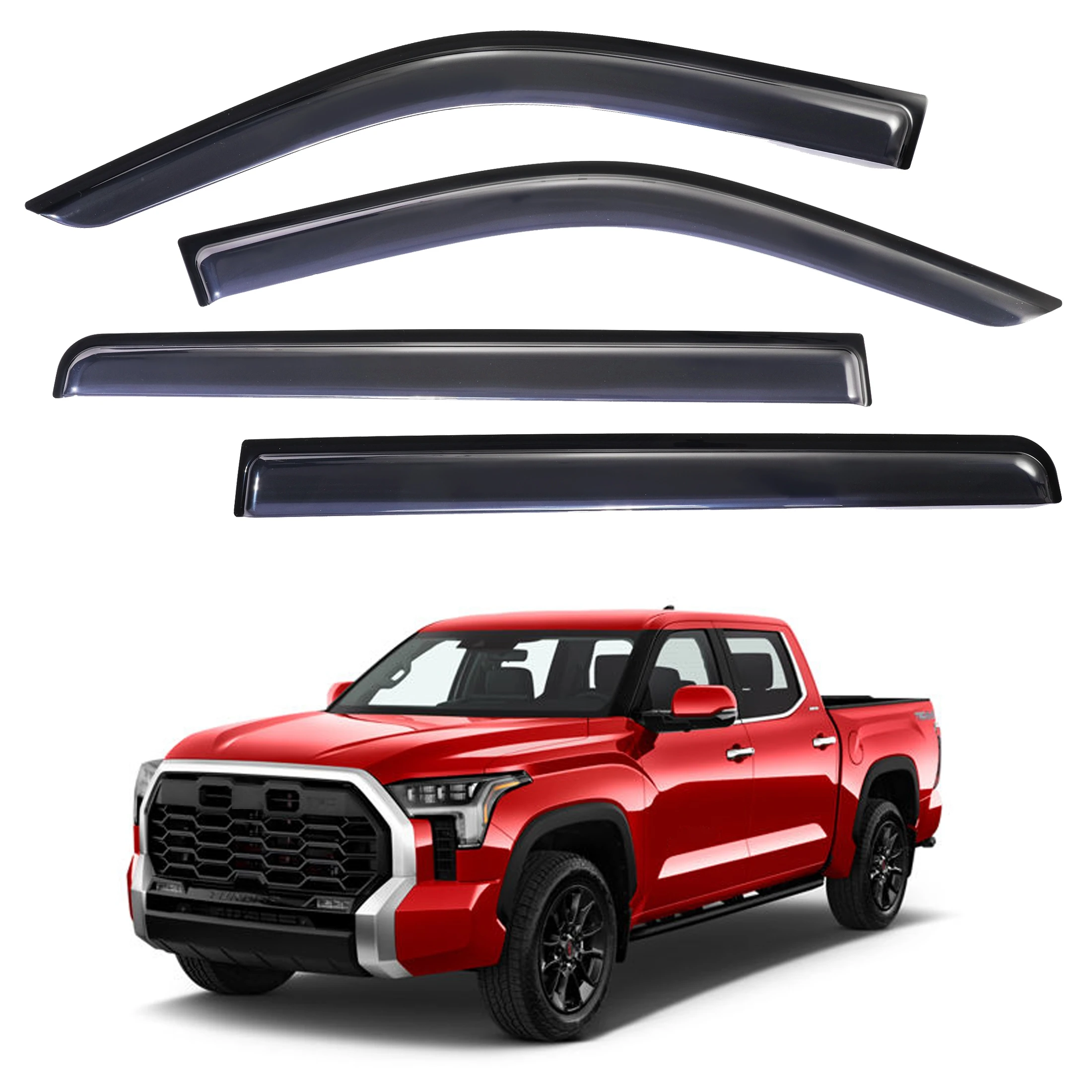 

Side Window Rain Awnings Shelters Deflector for Toyota Tundra CrewMax 2022 2023 Windowsheild Wind Sun Visor Ventilation Guard