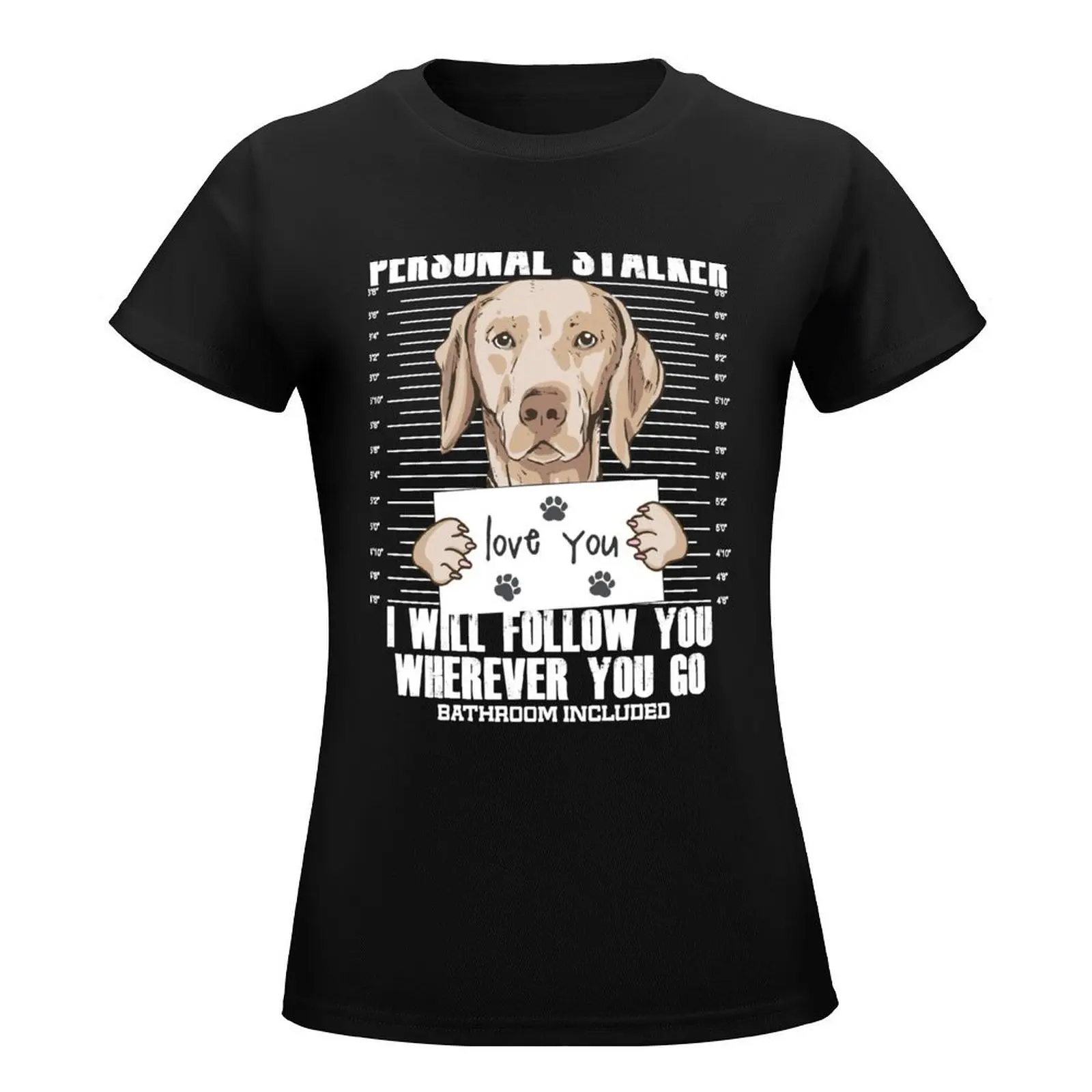 Weimaraner Dog Funny Stalker Cartoon T-Shirt korean fashion tees cute clothes vintage clothes cute t-shirts for Women