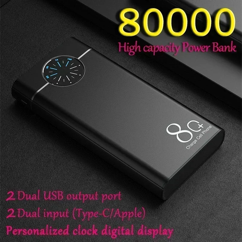 Draagbare apparaten 3.0 mobiele power roulette monitor 80000Mah PD 3.0 USB externe mobiele batterij voor iPhone Xiaomi