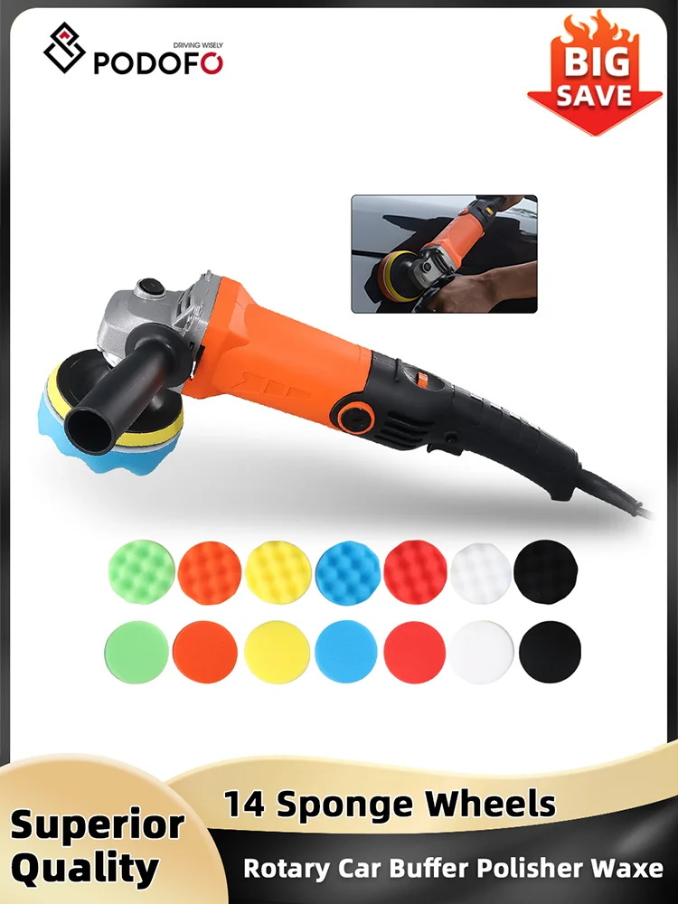 Podofo 1200W Roterende Auto Buffer Polijstmachine Waxer Afneembare Handvat voor Boot Auto Polijsten en Waxen 8800 RPM Spons Roterende Polijstmachine - afbeelding 2