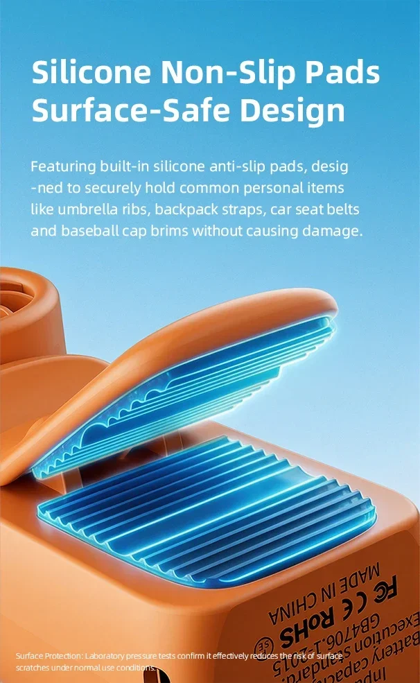 Tragbarer Mini-Ventilator, kleiner Handventilator, 5 Geschwindigkeiten, 3000 mAh, USB wiederaufladbar, LED-Anzeige, 180° ° Drehbare Clip-Kühlventilatoren – Detail 7