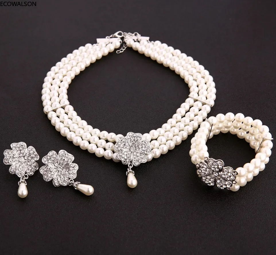 Retro Party props 1920s flapper dress accessories GATSBY CHARLESTON pearl necklace earings  bracelet 3pcs set for wedding party