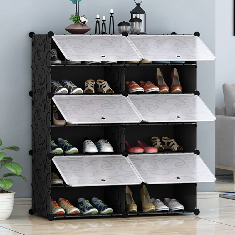 Nordic Dust Proof Shoe Cabinets Cover Coat Storage Large Size Partition Shoe Rack Simple Vertical Zapateros Living Room Cabinets