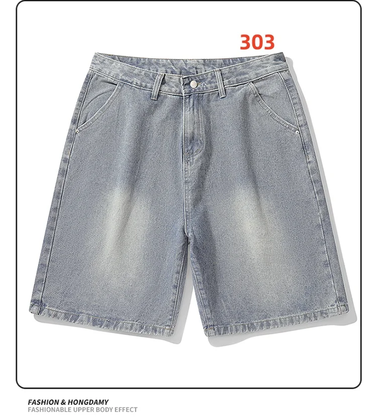 2025 Estate Nuovi Jeans larghi Pantaloncini da uomo Jeans larghi casual Retro Hip Hop Skateboarding Jeans da strada da uomo corti