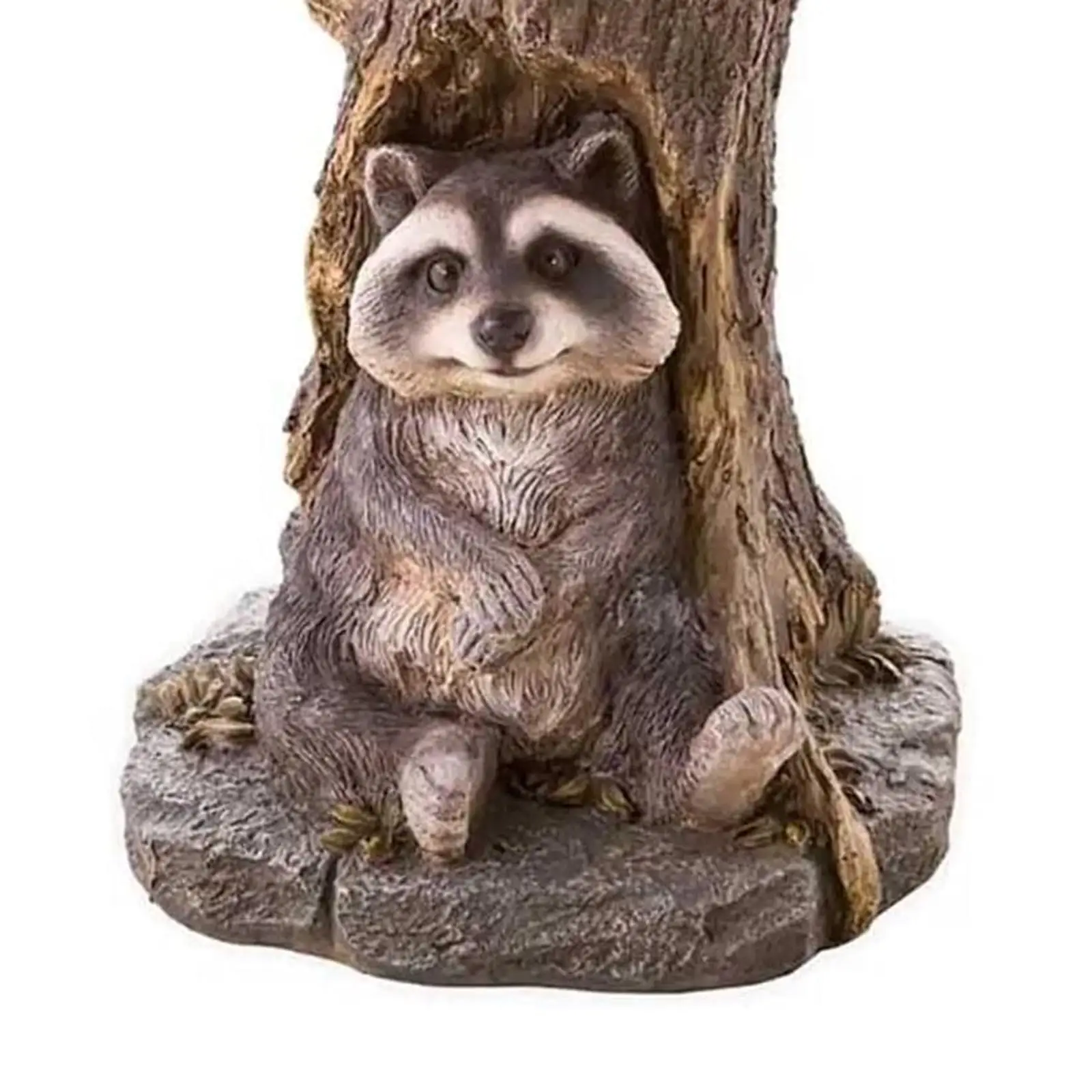 Garden Decoration Outdoor Resin Raccoon Figurine Bird Bath Feeder Bowl for Backyard Porch Fence Lawn Landscape Accessories
