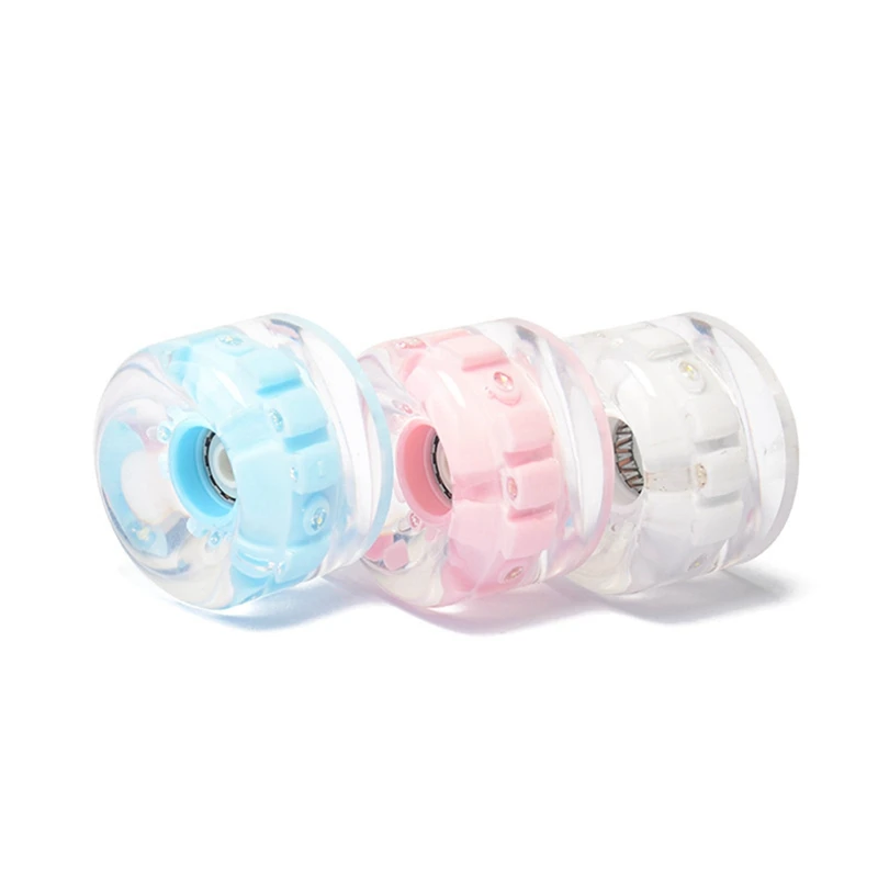 4Pcs Land Surfboard 6 Lights Luminous Wheel,Glitter PU Wheels For Skateboard Longboard,High Elastic Surfboard Wheels