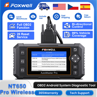 FOXWELL NT650 Pro Wireless OBD2 Automotive Diagnostic Tools with 25 Reset ABS SRS Code Reader DPF TPMS BRT EPB Oil System Tester