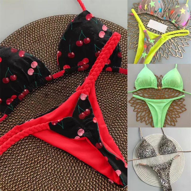 

Sexy Lace up Bikini 2 Piece Set Woman Backless Swimsuit Swimwear Women BathingSuit Swimming Suit