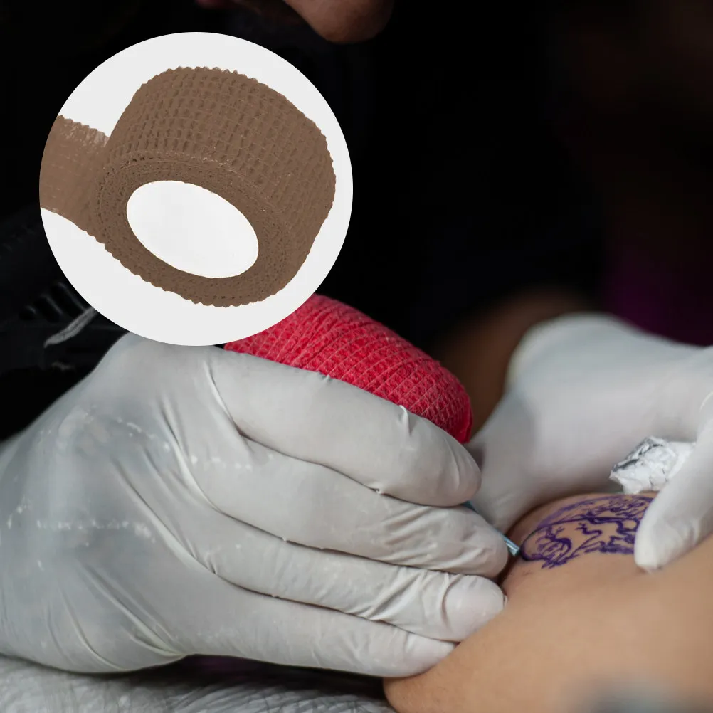 1 Roll Elastic Adhesive Tattoo Bandages Non-Woven Breathable Sports Wrap for Tattoo Machine Handle Grip Anti-Skid Disposable