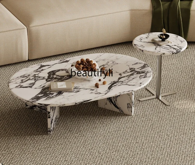 

Italian minimalist coffee table combination marble designer art living room household small apartment modern simplicity