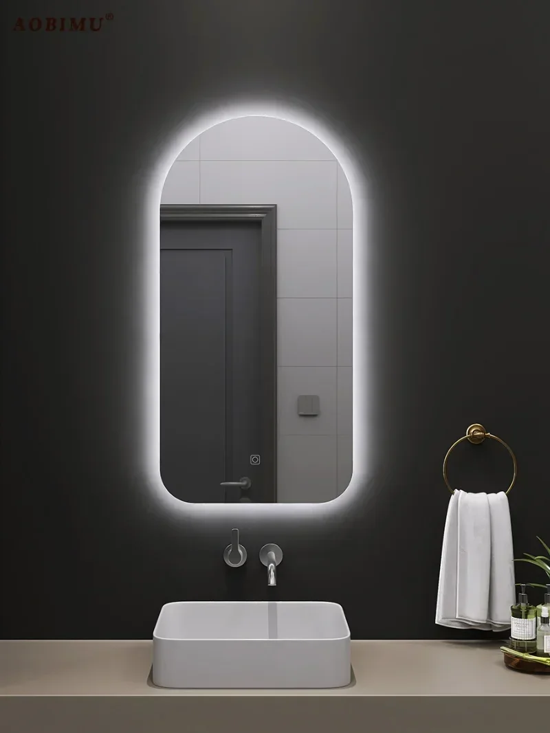 Smart Irregular Glass Bathroom Mirror Light Hanging Electric Unbreakable Bathroom Mirror Illuminated Espejo Indoor Supplies